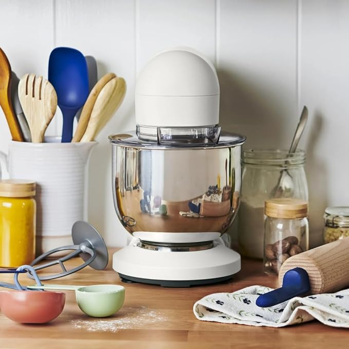 Beautiful 3.5QT 300W Stand Mixer with 12 Speeds, Tilt-Head, Splash Guard & Dishwasher-Safe Accessories, Soft Matte Finish Mixes Up to 5 Dozen Cookies, (Wildflower White Icing)