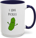 Cute Pickle Lovers Coffee Mug - I Love Pickles, Black Accent Mug, Funny Gift for Veggies Fans, Kitchen Decor, Unique Ceramic