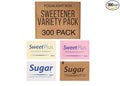 Sugar and Sweeteners Variety Pack (300-Pack) - Sugar Substitute and Assorted Perfect for Coffee, Tea, Baking, Office, Restaurant.