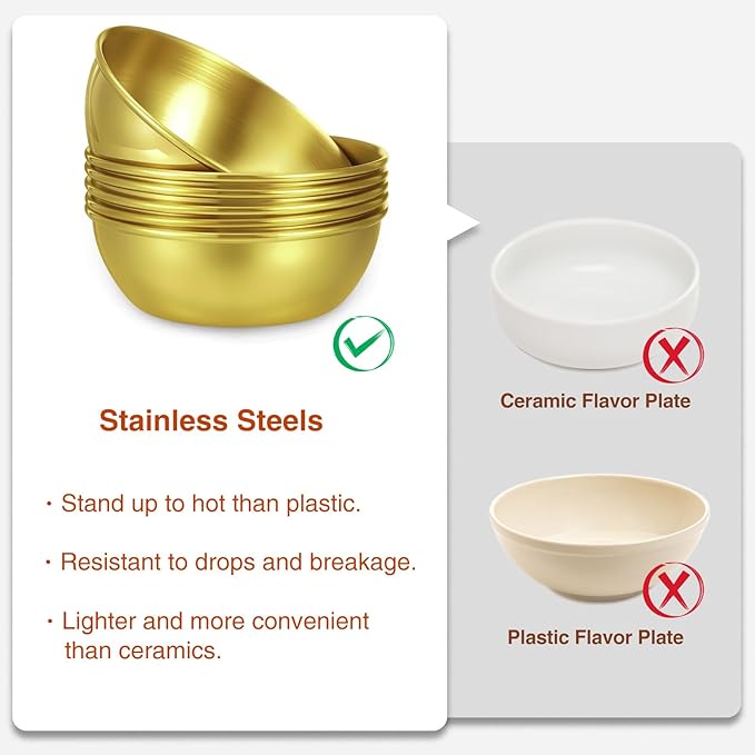 10 Pcs Mini Stainless Steel Gold Mixing Bowls Salad Bowls Gold Serving Bowls for Baking, Prepping and Serving Food Salad Fruit Snack Soup Cereal