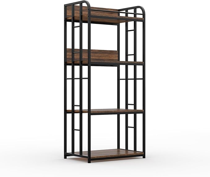 TrailBlaze 4-Tier Bakers Rack for Kitchen with Storage, Industrial Microwave Stand Shelf, Coffee Bar for Small Spaces, Free Standing Kitchen Storage Shelf Rack for Living Room