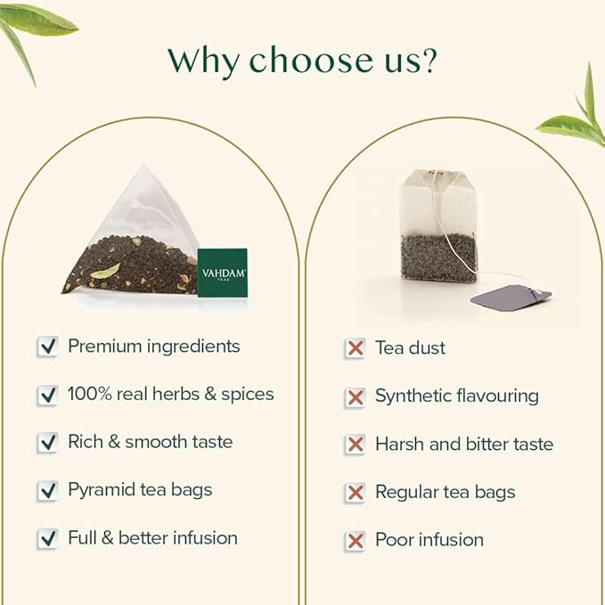 VAHDAM, India's Original Masala Chai Tea Bags (100 Count) No Added Flavoring | Blended w/Exotic Spices | Whole Leaf Tea Bags | Resealable Ziplock Pouch