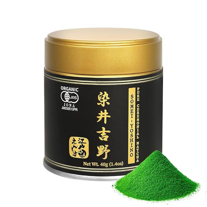 YEDOENSIS Pure Ceremonial Matcha "Somei-Yoshino" - Organic Japanese Green Tea Ceremonial Matcha Powder, JAS Certified Organic Vegan Gluten-Free (40g)
