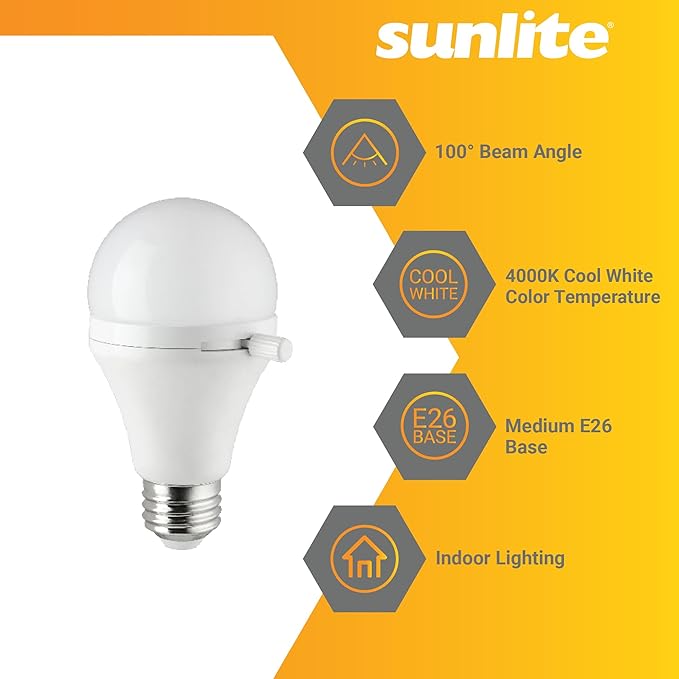 Sunlite ShabBulb, Shabbat Permissible LED Light Bulb, 7 Watt (40 Watt Equivalent) 4000K Cool White