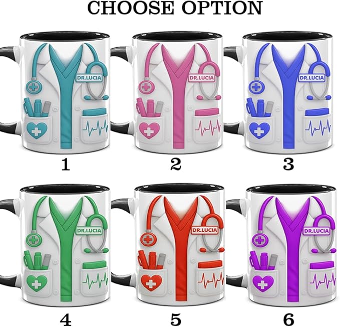 Personalized Doctor Mug, Medical Appreciation Design With Stethoscope 3D Effect Coffee Cup, Gift For Doctors And Medical Students, MD Graduation Or Doctor’s Day Gift For Men