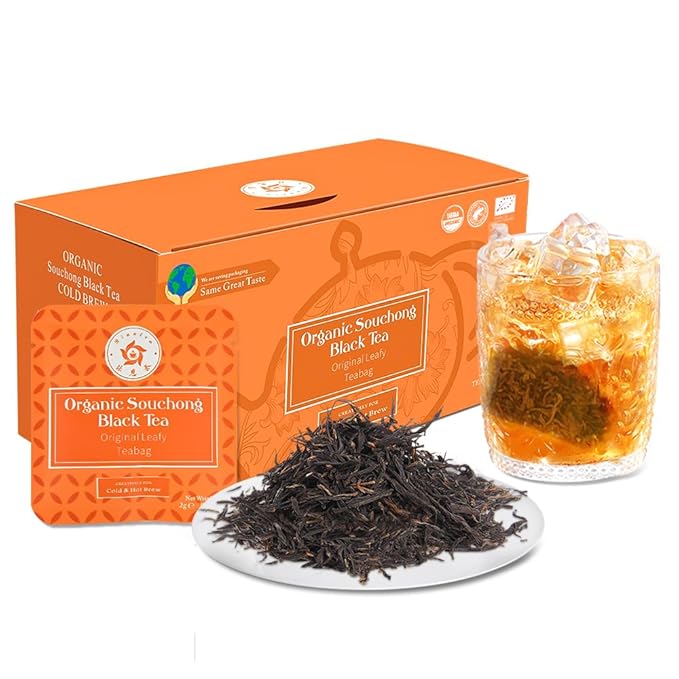 RIANTEA Organic Black Tea Bags - Low Caffeine, Cold & Hot Brew, Premium Quality from Award-Winning Plantation, Non-GMO, Biodegradable, Unsweetened, 100% Natural