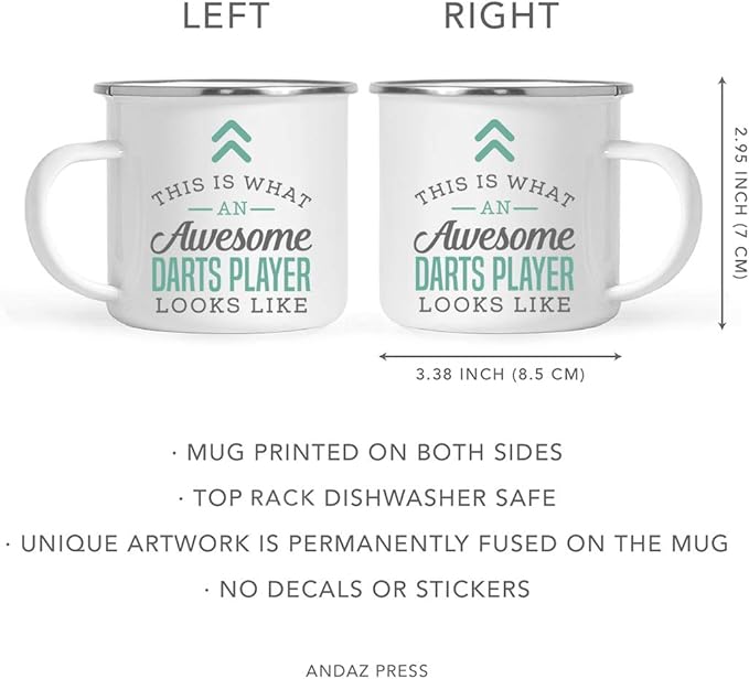 Andaz Press 11oz. Stainless Steel Campfire Coffee Mug Gift, This is What an Awesome Darts Player Looks Like, 1-Pack, Birthday Gift Ideas Coworker Him Her, Includes Gift Box