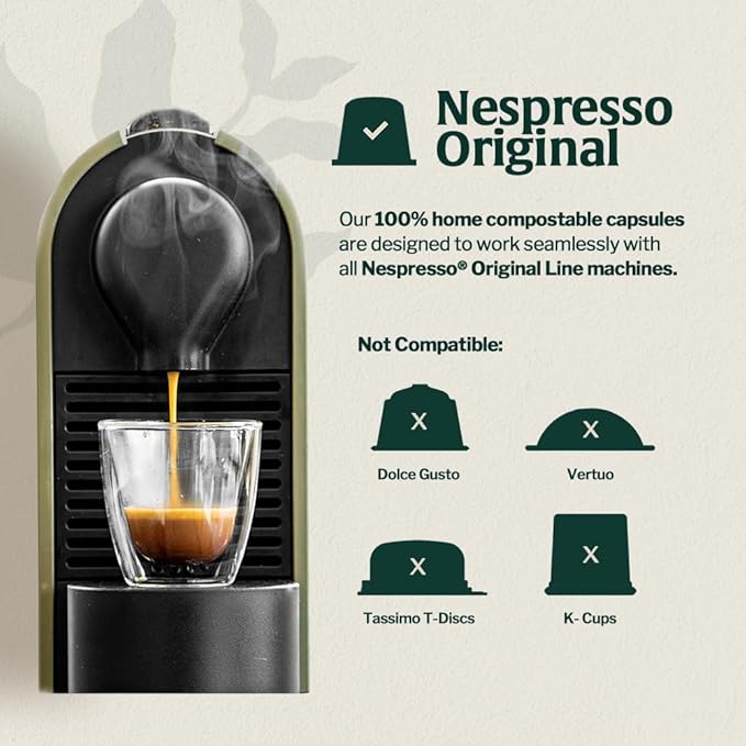 Artizan Organic Tremella Mushroom Coffee Pods for Nespresso Original Line | Half-Caff | Radiant Skin + Hair | 40 Compostable Espresso Capsules