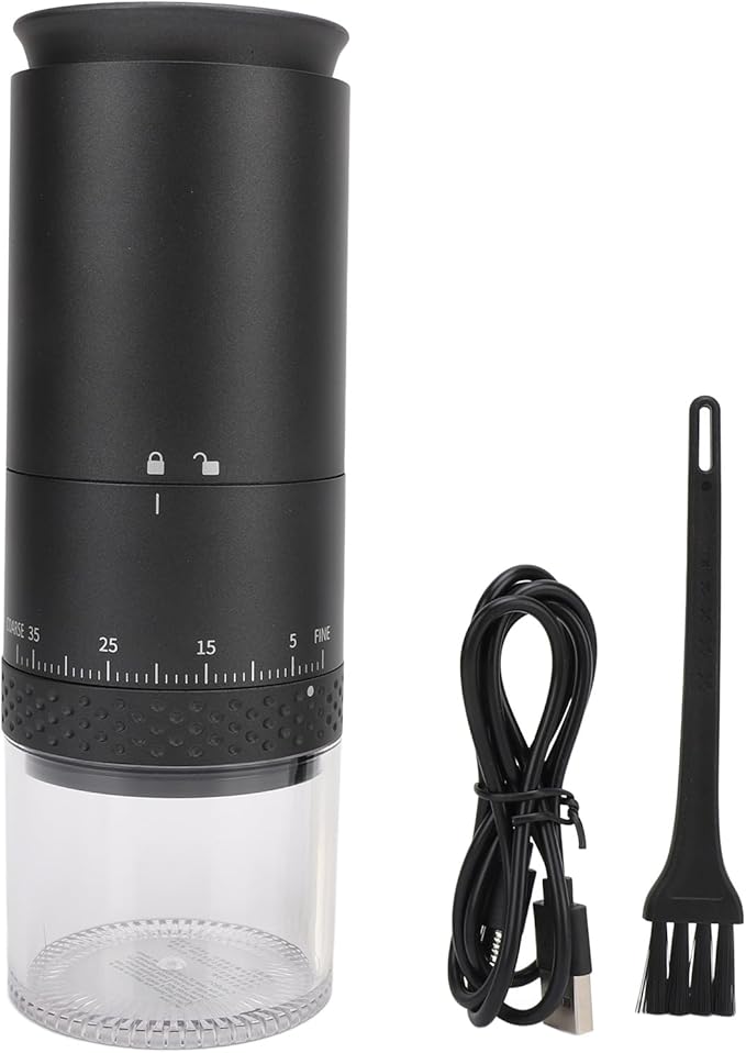 Coffee Grinder, 110ml Powder Capacity Electric Coffee Bean Grinder, Removable Chamber 38 Speeds USB Rechargeable Coffee Mill, for Beans (Black)