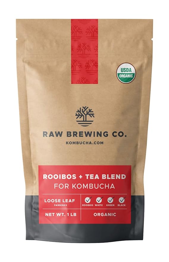 Kombucha.com Certified Organic Loose Leaf Tea - Kombucha Brewing Blends (Rooibos + Mixed Tea Blend, 8 Ounce). Makes up to 25 gallons.