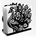 Peacock Decorative Black Metal Napkin Holder for Table, 4.9" x 5.3" x 1.9" Peacock Animal Standing Napkin Holder for Home Kitchen Restaurant Picnic Party Coffee Bar Dining Room