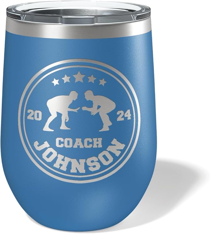Wrestling Coach gifts, Tumbler, Coach tumbler, Wrestling gifts, Coach Beer glass, Coach gift, Wrestling Coach, Coach gifts, Wrestling Coach (Wrestling Circle, Royal Blue, 12oz Wine Tumbler)