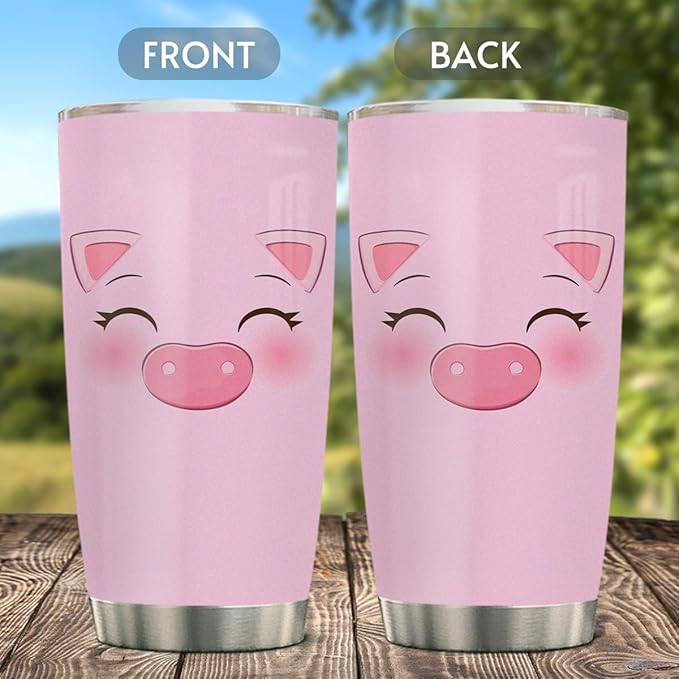 winorax Pig Tumbler for Pigs Face Tumblers Cup with Lid 20oz Travel Mugs Funny Gifts for Pig Animal Lovers Kids Women Girls Farmgirl Birthday Christmas Xmas Presents