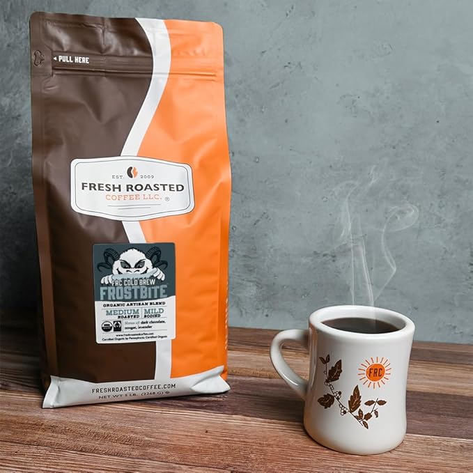 Fresh Roasted Coffee, Organic Frostbite Cold Brew | Mold & Myco 3rd Party Tested, USDA Organic, Kosher | Medium Roast | 5 lb Coarse Ground