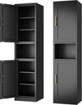 Tall Narrow Storage Cabinet 66.93" H Tall Bathroom Cabinet Metal Pantry Cabinets, 4 Adjustable Shelves for Kitchen, Home Office, Living Room, Dinning Room (16 inches Wide Black)