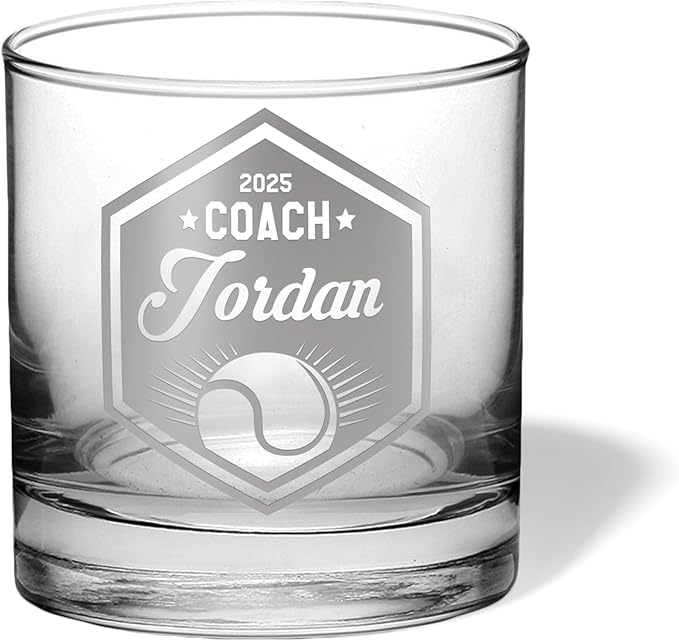 Tennis Coach Beer Glasses - Tennis Coach Gifts Personalized Coach Pint Glass Engraved Coach Award Basketball Beer Glass End of Season Gifts Coach (Tennis, Single Whiskey Gift Box)
