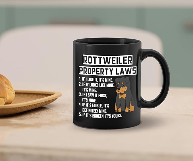 Rottweiler Property Laws 11 Ounces Ceramic Mug Cup, Funny Rottweiler Dog Coffee Tea Mug Cup, Home Girls Room Office Decor, Christmas Birthday Gifts for Dog Lovers Rottweiler Mom Owner Girls