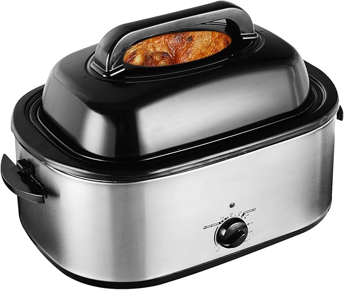 Sunvivi 24 Quart Electric Roaster with Removable Pan,Electric Turkey Roaster Oven with Visible & Self-Basting Lid,Large Roaster with Removable Pot and Cool-Touch Handles