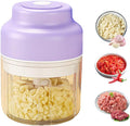 2026 New Electric Garlic Chopper, Mini Portable Veggie Chopper USB Charging Wireless Food Processor, Upgrade Electric Mini Garlic Chopper Set Wireless Veggie Grinder (Purple, 250ML)