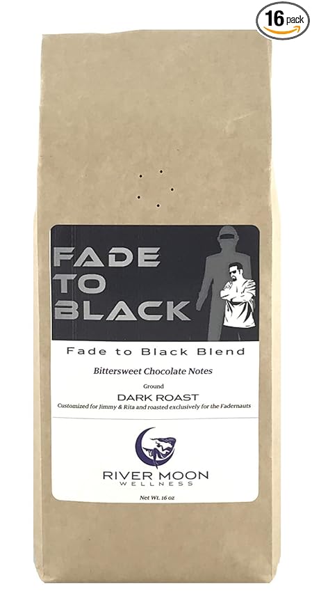 River Moon Coffee, Fade to Black Ground Coffee, Dark Roast, 16 Ounces, Extra Dark, Low Acidity, Non-GMO, Direct Trade, Fadernauts Blend