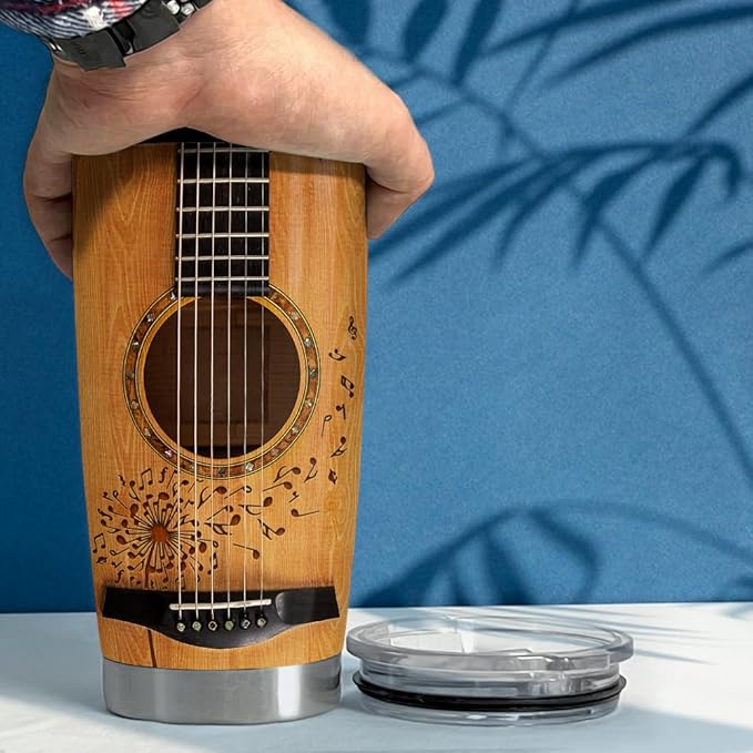 SANDJEST Guitar Tumbler Cup 20oz Insulated Stainless Steel Tumblers Coffee Travel Mug Gift for Musician Players Guitar Lovers