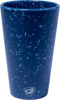 Silipint 16oz Silicone Pint Glass – Unbreakable BPA-Free Reusable Silicone Drinking Cup – Flexible Dishwasher Microwave & Freezer Safe – Stemless Glass for Coffee Smoothies (Speckled Blue)