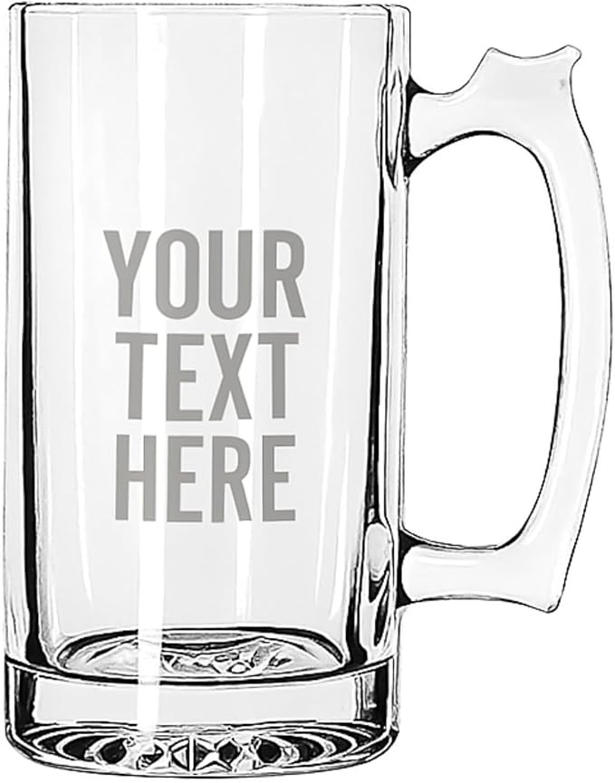 Gifts Inscribed Personalized Beer Mug 16 oz Engraved Beer Glass with Custom Text - Customized Drinkware - Unique Gift for Dad, Husband, Birthday, Wedding, Anniversary, Father's Day