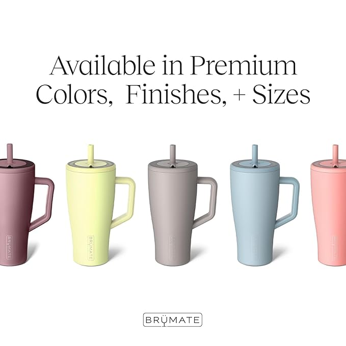 BrüMate Era 40 oz Tumbler with Handle and Straw | 100% Leakproof Insulated Water Bottle Tumbler with Lid and Straw | Made of Stainless Steel | Cup Holder Friendly | 40oz (Navy Polka Dots)