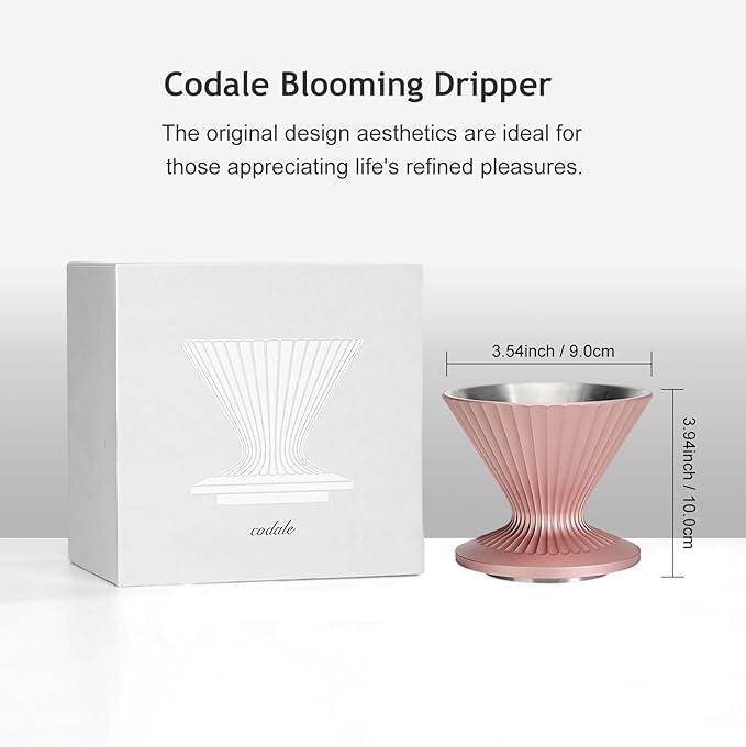 Pour Over Coffee Dripper Drip Coffee Pour Over Maker Resuable Blossom Cone Funnel Stainless Steel Metal Coffee Filter for Travel, Camping, Office, Home, Coffee Maker Brew (Sunset Blush)