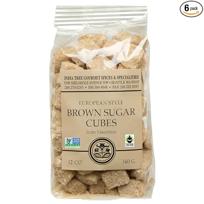Pure Brown Sugar Cubes , All-Natural Gourmet Sweetener for Coffee, Tea, and Baking , 12 Oz Bag (Pack of 1)