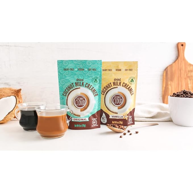 Coconut Cloud: Plant Based Dairy Free Coffee Creamer | Keto Friendly, Unsweetened Coconut Milk Powder | Low Sugar, Dairy Free, Non-GMO, Plant Based, Gluten & Soy Free, USA Made, (Original Flavor), 2-Pack