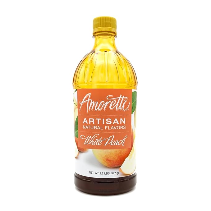 Amoretti - Natural White Peach Artisan Flavor Paste, 8 oz, Perfect For Ice Cream, Beverages, Cakes, and more, Preservative Free, Vegan, Gluten Free, No Artificial Sweeteners, Highly Concentrated