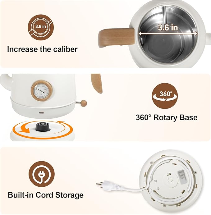 1.2L Electric Gooseneck Kettle with thermometer, Tea Kettle for Boiling Water, Gooseneck Electric Kettle for Coffee & Tea