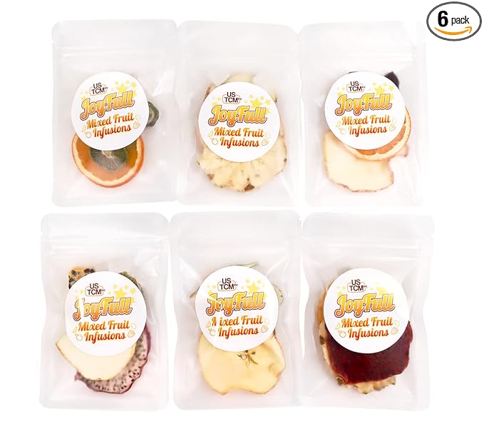 USTCM JoyFull Mixed Fruit Infusions Fruit Tea Single Pack All Natural Dried Fruits Mixed Flavors Make Perfect Tea! 15g (Combo 5, Pack of 6)