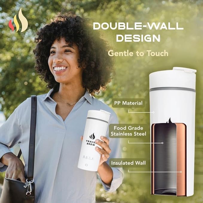 Portable Travel Kettle with Tea Infuser- Mini Electric Kettle with 4 Temperature Settings, with Auto Shut-Off & Boil Dry Protection (White)
