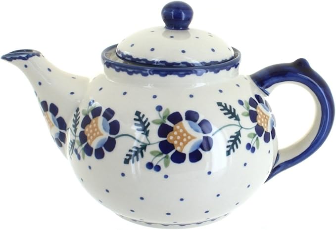 Blue Rose Polish Pottery - Yellow Sunflower Teapot - 5 Cup Capacity - Hand-Painted Polish Pottery Ceramic Coffee & Tea Server