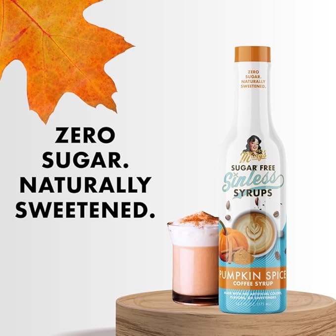 Sugar Free 3pk Pumpkin Spice Coffee Syrup - Stevia Based, No Sugar Alcohols or Sucralose, No Artificial Sweeteners, Natural Ingredients, Coffee Tea Cocoa Dessert, Keto Friendly, 3 Pack