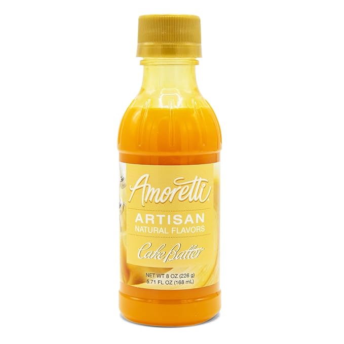 Amoretti - Natural Cake Batter Artisan Flavor Paste, 8 oz, Perfect For Ice Cream, Beverages, Cakes, and more, Preservative Free, Vegan, Gluten Free, No Artificial Sweeteners, Highly Concentrated