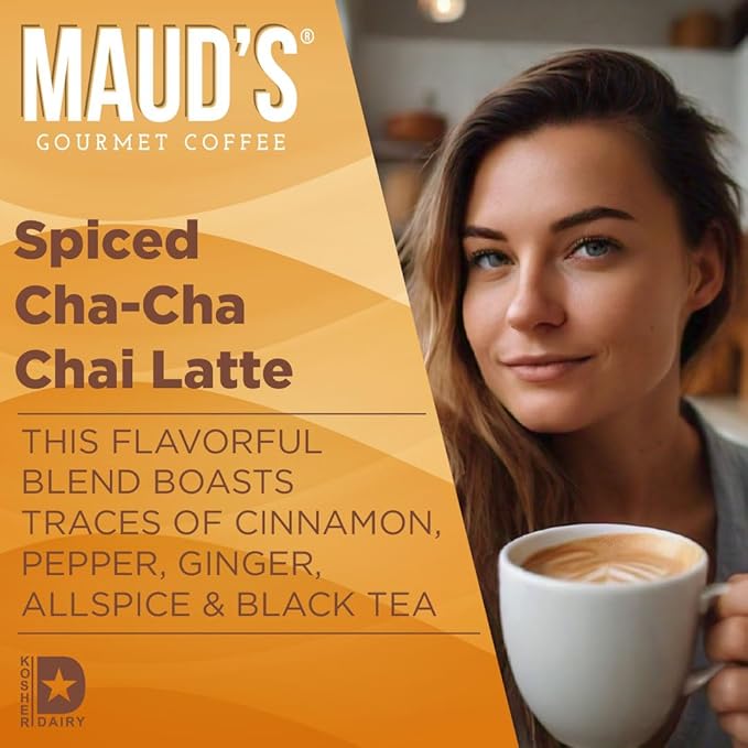 Maud's Chai Tea Latte Pods, 18 ct, Recyclable Single Serve Tea Pods - 100% Gourmet Blended Tea Leaves, Compatible with Keurig K Cups Maker