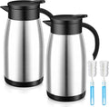 Uiifan 2 Pcs 34 Oz Thermal Coffee Carafe Stainless Steel Insulated Vacuum Coffee Carafes Double Walled Vacuum Thermal Pot Flask with Brushes for Keeping Cold Hot Tea Water Milk Home Office (Silver)