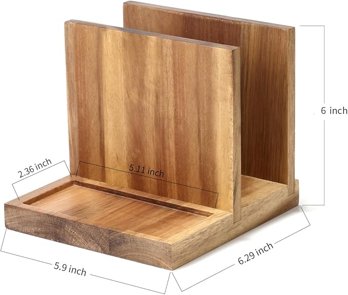 Napkin salt pepper holder Wooden Napkin Holder for Salt and Pepper Shakers Caddy,Suitable for Kitchen, Restaurant, Bar, Office, Parties, Home Décor