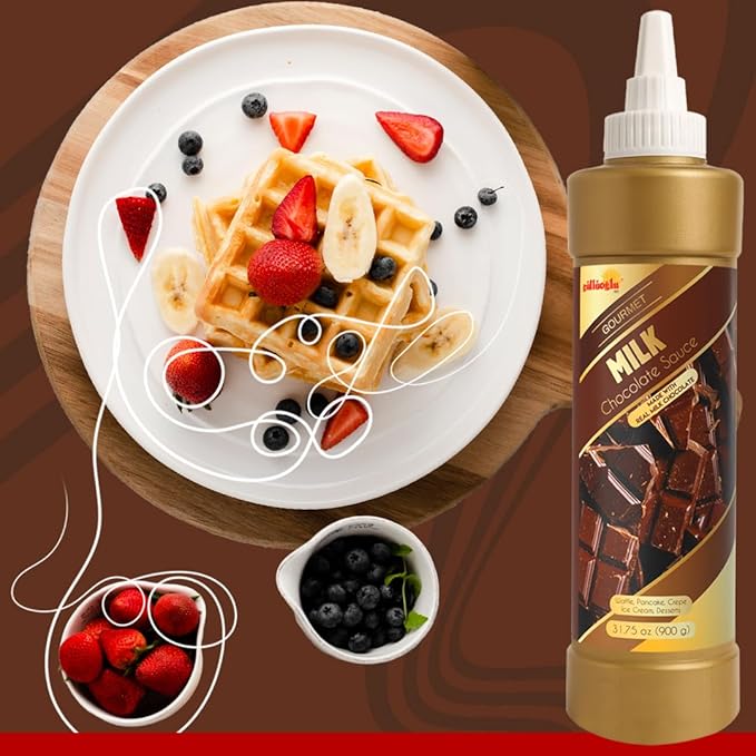 Gulluoglu Topping Sauce – Milk Chocolate Dessert Sauce, 10.14 fl oz 300g | Squueze Bottle | Perfect for Ice Cream, Cakes & Coffee, Topping (1 pack, Milk Chocolate)