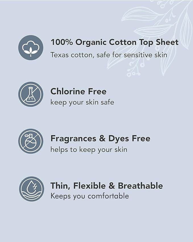 Unscented Ultra Thin Sanitary Pads (40 Count, Overnight) – Organic Cotton Feminine Pads with Wings for Women, Super Absorbent & Soft, Period Protection, Hypoallergenic