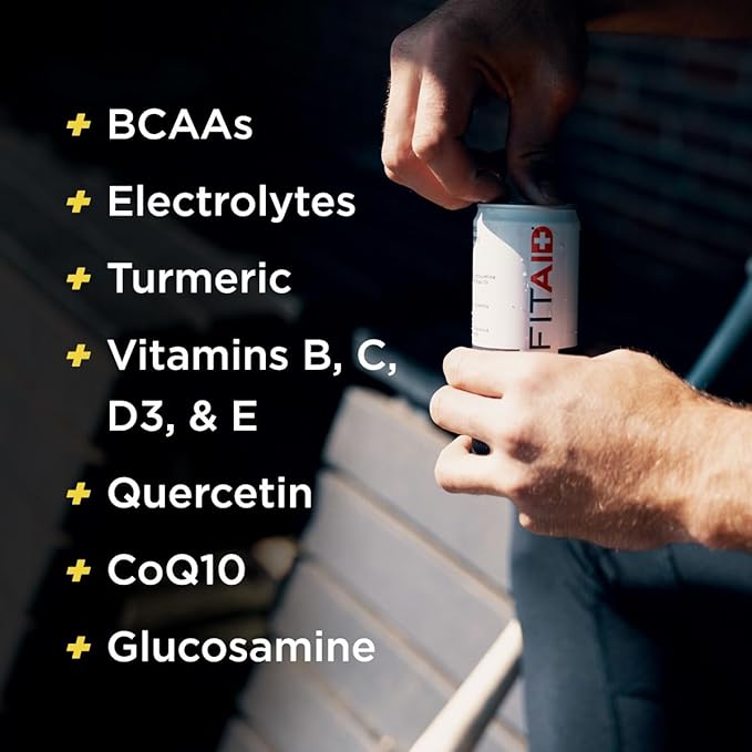 FITAID ZERO, Keto-Friendly, Number 1 Post-Workout Recovery Drink, Contains Zero Sugar, BCAAs, Glucosamine, Green Tea, 5 Calories, 12 Fl Oz (Pack of 4)
