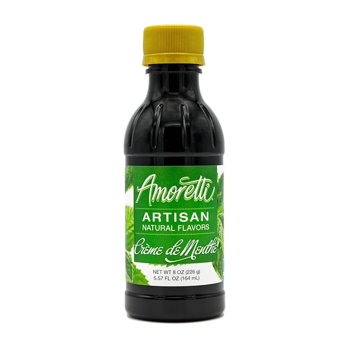 Amoretti - Natural Creme De Menthe Artisan Flavor Paste, 8 oz, Perfect For Ice Cream, Beverages, Cakes, and more, Preservative Free, Vegan, Gluten Free, No Artificial Sweeteners, Highly Concentrated