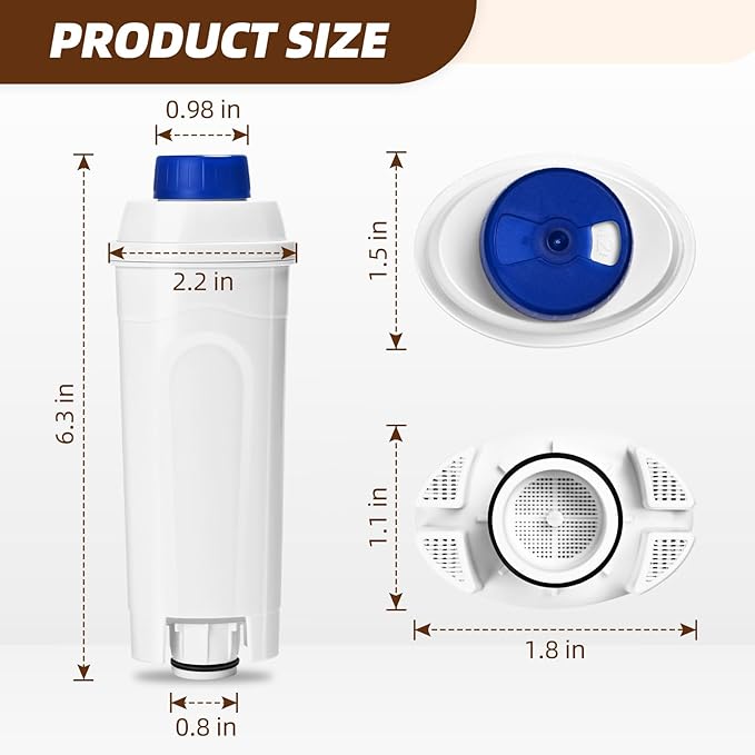 Coffee Machine Water Filter Compatible with Delonghi Filter DLSC002,ECAM, ESAM, ETAM, BCO, EC, EC680, EC800,Coffee Machine Filter Cartrige Replacement with Activated Carbon (2 PACK)