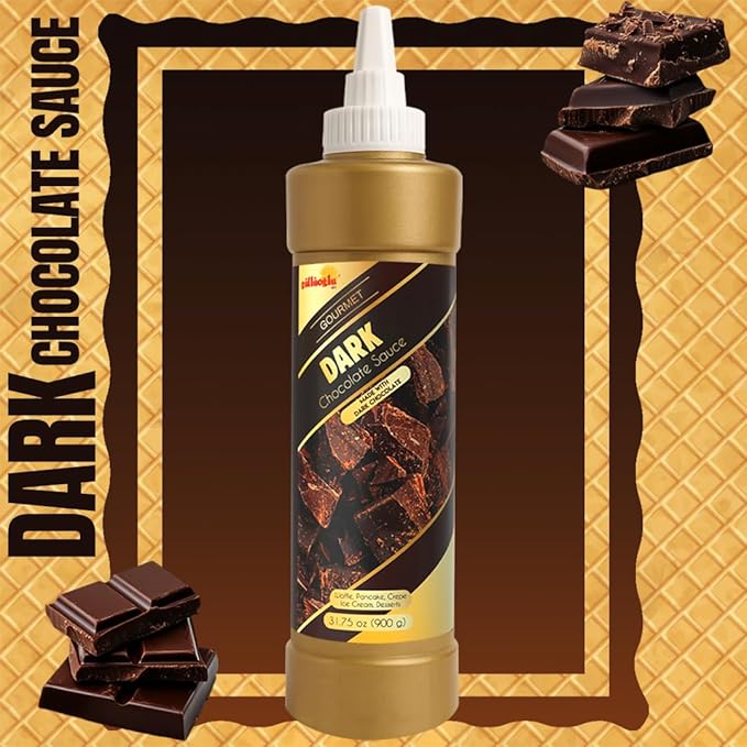 Gulluoglu Topping Sauce – Dark Chocolate Dessert Sauce, 30.42 fl oz 900g | Squueze Bottle | Perfect for Ice Cream, Cakes & Coffee, Topping (3 pack, Dark Chocolate)