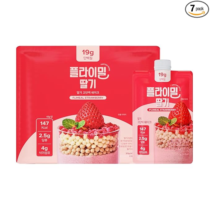 Strawberry Protein Shake, With Crunchy Protein Balls, Protein Smoothie Powder - 19g Protein, Low Sugar, Keto-Friendly Meal Replacement Shake, 1.59oz, 7packs, 7 Servings (7 Packs X 1.59 oz)