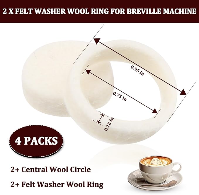Felt Washer SP0001575 for Breville Espresso Machine Grinders Models Include BES870XL BES878 BES880 BES980 BCG820 Coffee Machine Cleaning Wool ring accessories 2PCS