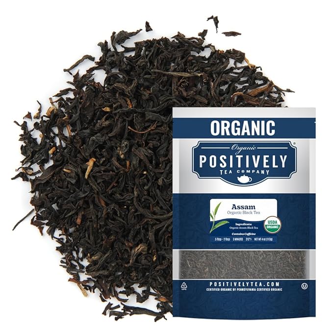 Organic Positively Tea Company, Assam TGFOP Black Tea, Loose Leaf, 4 Ounce